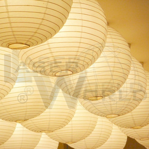 Lámpara Papel Blanco 35cm Globo Decorativa Farol Chino X 25u