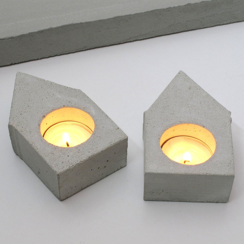 Imagen 2 de 4 de Portavelas Candelabros Decoracion Cemento Minimalista 2u