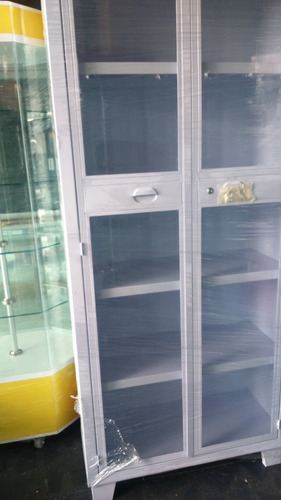 Imagen 6 de 6 de Gabinete Universal Blanco Puertas Con Cristal Anaqueles
