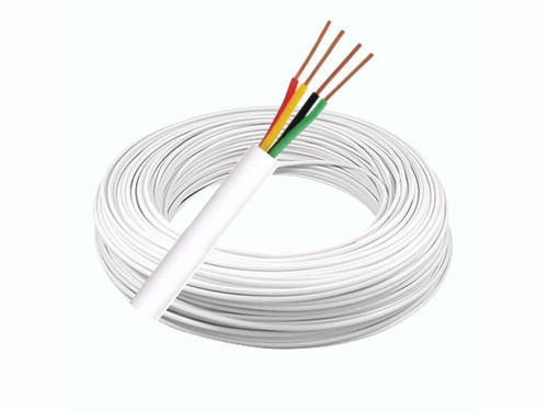 Cabo De Alarme Interfone Branco 100m 4 Vias 0,40mm 2 Pares