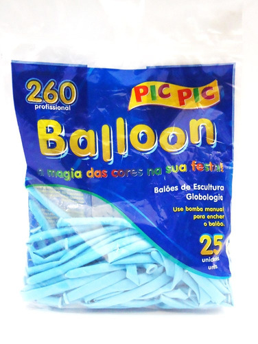 Bexiga  Palito Balloon 260 Azul Claro - 25 Unidades  Pic Pic