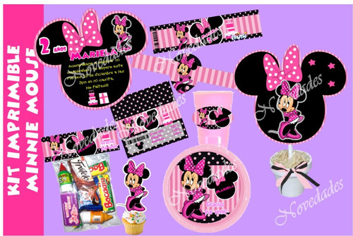 Kit Imprimible Minnie Mouse Mimi Tarjetas Candy Bar #8
