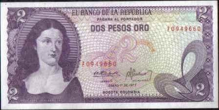 Colombia 2 Pesos 1 Ene 1977 Bgw098