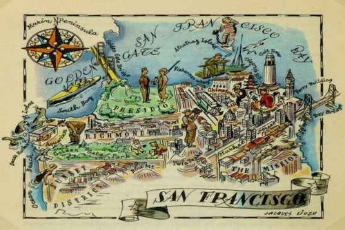 Mapa De San Francisco California - U.s.a. - Lámina 45x30 Cm.