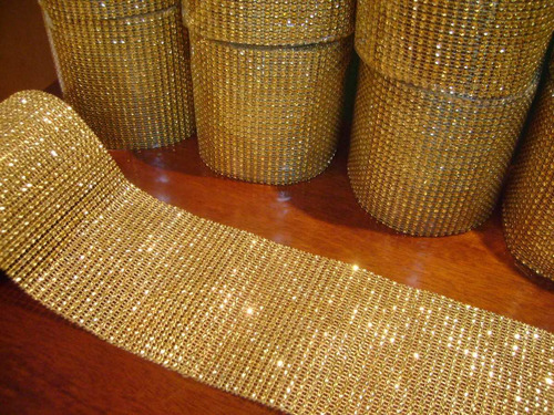 Manta Falso Strass Dourado P/chinelos, Artesanato, Decoração