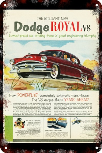 Carteles Antiguos De Chapa Gruesa 60x40cm Dodge Royal Au-218