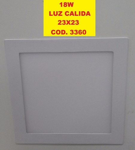 Plafon Led De Embutir  Luz Calida 18w 23x23cms