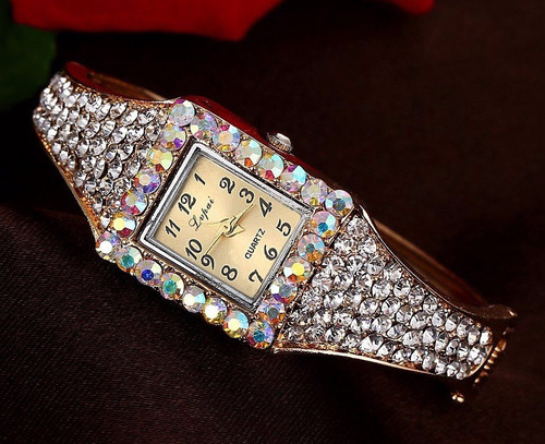 Pulseira Bracelete Relógio De Pulso Feminino Com Strass Luxo