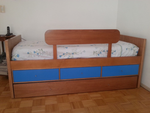 Cama Infantil De Cedro Con Carro Cama Y Cajones Y Baranda