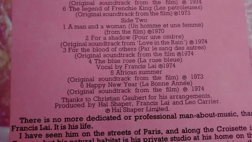 Vinilo Lp De Francis Lai --the Man And His Music (xx966. (Usado)