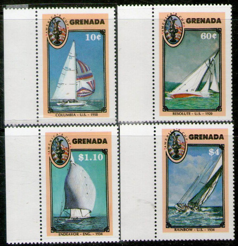 Granada Serie X 4 Sellos Mint Regatas = Veleros Año 1987