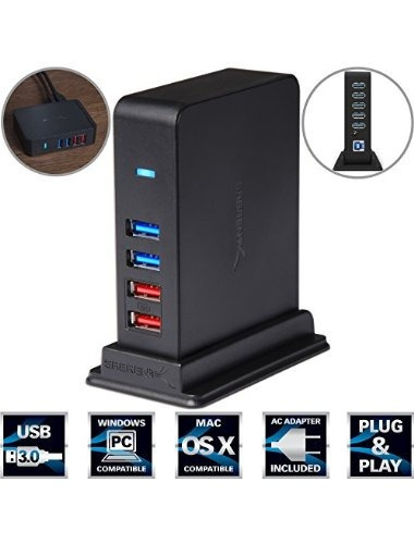 Sabrent 9 Puerto Usb 3.0 Hub + 2 Puertos De Carga Con Adapta