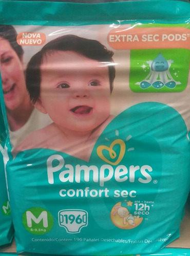 Fraldas Pampers Confort Sec - Tamanho M - 196 Unidades