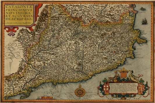 Lámina 45 X 30 Cm. - Mapa Del Principado De Cataluña En 1608