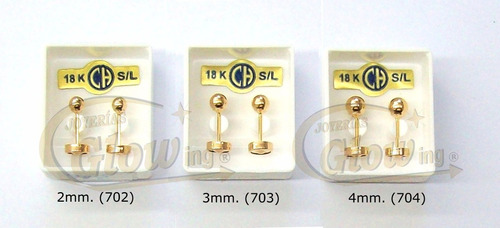 Imagen 4 de 6 de Abridores Ch Tic Laminado 18k Bolitas 4mm Ch704 Il Ctas