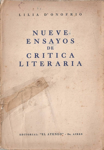 Nueve Ensayos De Critica Literaria - Donofrio - El Ateneo