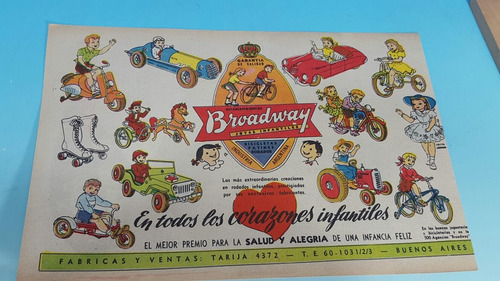 Antiguo Juguete -publicidad Año 1960 - Rodados Broadway