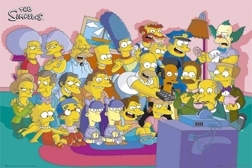 Poster De Los Simpson Mirando La Tv - 40 X 50 Cm