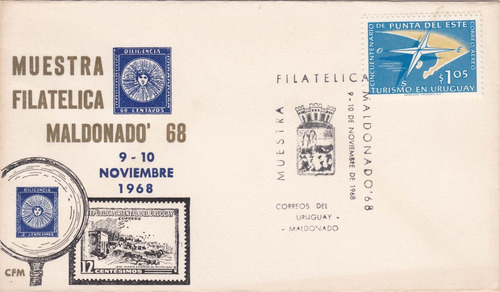F- Sobre Primer Dia 1968 - Muestra Filatelica Maldonado