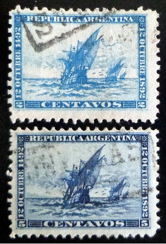 Argentina, Serie Gj 135-6 Carabelas 1892 Usada L8519