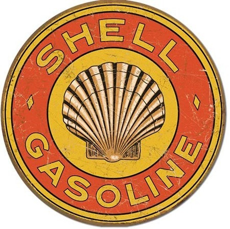 Carteles Antiguos De Chapa Gruesa 40cm Shell Gasoline Pe-095