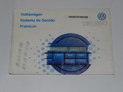 * Volkswagen Sistema De Sonido Premium . Manual Radio Y Cds