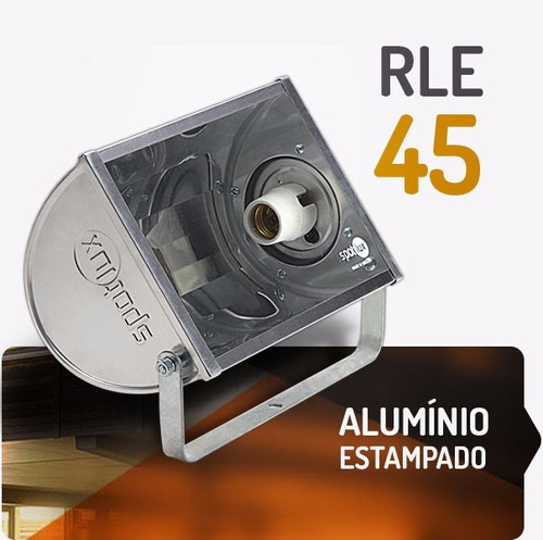 Refletor Alumínio Rle 45w E27 Spotlux Retangular Sem Lampada