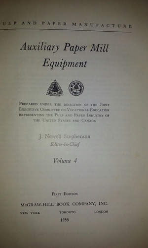 Fabricación De Papel Equipos Auxiliares Usa 1955 Mcgraw E9