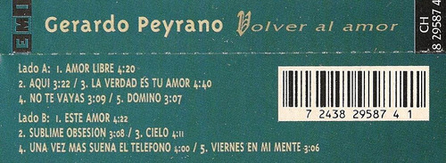 Gerardo Peyrano - Volver Al Amor. Cassette