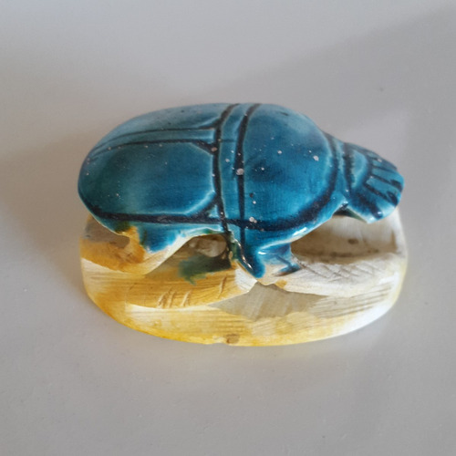 Espectacular Escarabajo Traído De Egipto En Piedra Caliza