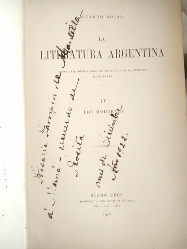 Historia Literatura Arg T4 Los Modernos Ricardo Rojas 1922