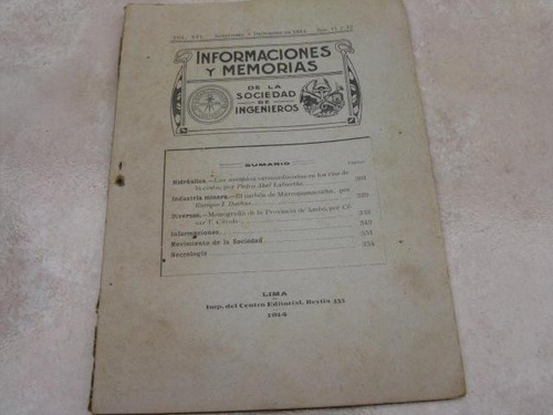 Mercurio Peruano:  Boletin Ingenieria 11,12-1914 L25 Ig8rn