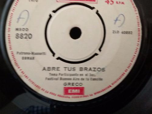 Vinilo Single De Greco - Abre Tus Brazos( K61