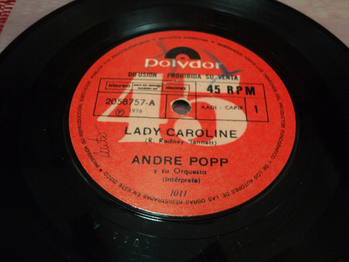 Disco Simple De Andre Popp Y Su Orquesta - Lady Caroline