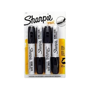 Sharpie 1883338 King Size Marcador Permanente, Negro, 4-pack