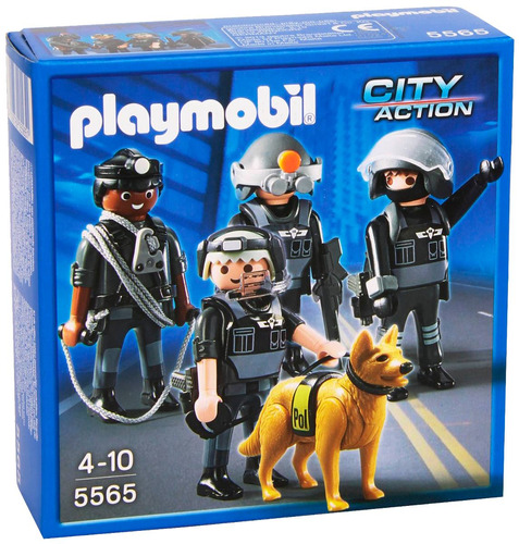 Playmobil Escuadron 4 Policias Mas Perro 5565