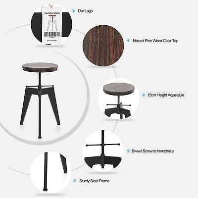 Ikayaa Vintage Industrial Madera Asiento Bar Taburete Silla