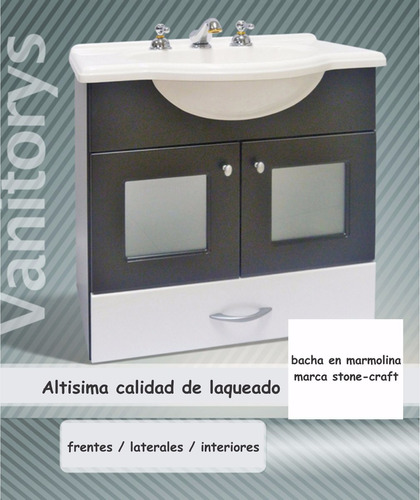 Vanitory Wengue 60x60x28 Cajon + Puertas / Con Bacha