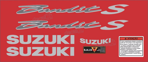 Jogo Faixa Emblema Adesivo Suzuki Bandit 600s 2003 Vermelha