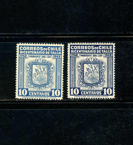 Sellos De Chile. Bicentenario De La Ciudad De Talca, 1942-49