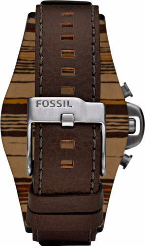 Reloj Fossil Mod. Jr1157 Plateado Correa Cafe Para Hombre