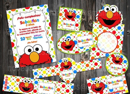 Kit Imprimible Elmo Colores Fiesta Niño Candy Piñata Bolo