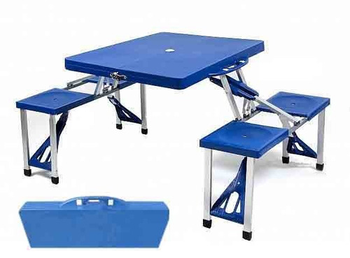 Mesa Plegable De Camping Con 4 Asientos De Aluminio Y Pvc