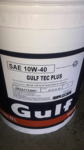 Aceite Gulf Tec 10w40 X 20 Lts (zona Sur) (envio Incluido)