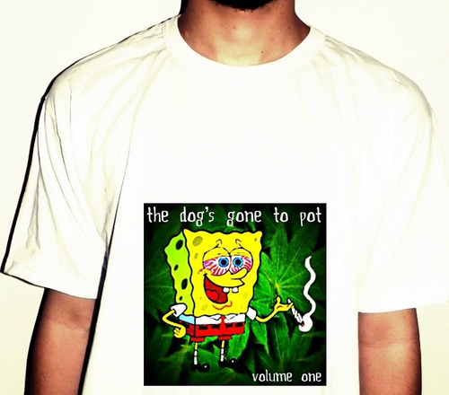 Camiseta Bob Esponja Gangsta Weed Algodão Pronta Ent