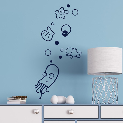 Bondai Vinilo Decorativos Infantil Lucy Y Peces Mar Oceano