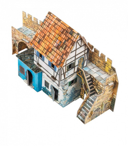 Casa Pegada Al Muro Medieval Modelo A Escala Rompecabezas 3d
