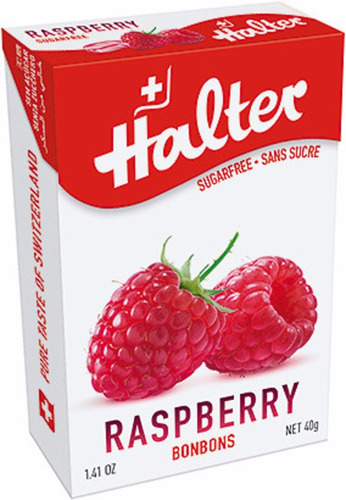Bala Halter Raspberry - Sabor Framboesa S/ Açúcar 40g Suiça