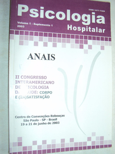 Psicologia Hospitalar Volume 1 Suplemento 1(sebo Amigo)