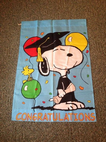 Bandera Vintage Snoopy Graduado Graduacion Rarapeanuts Djgsv